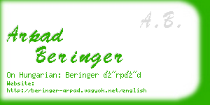arpad beringer business card